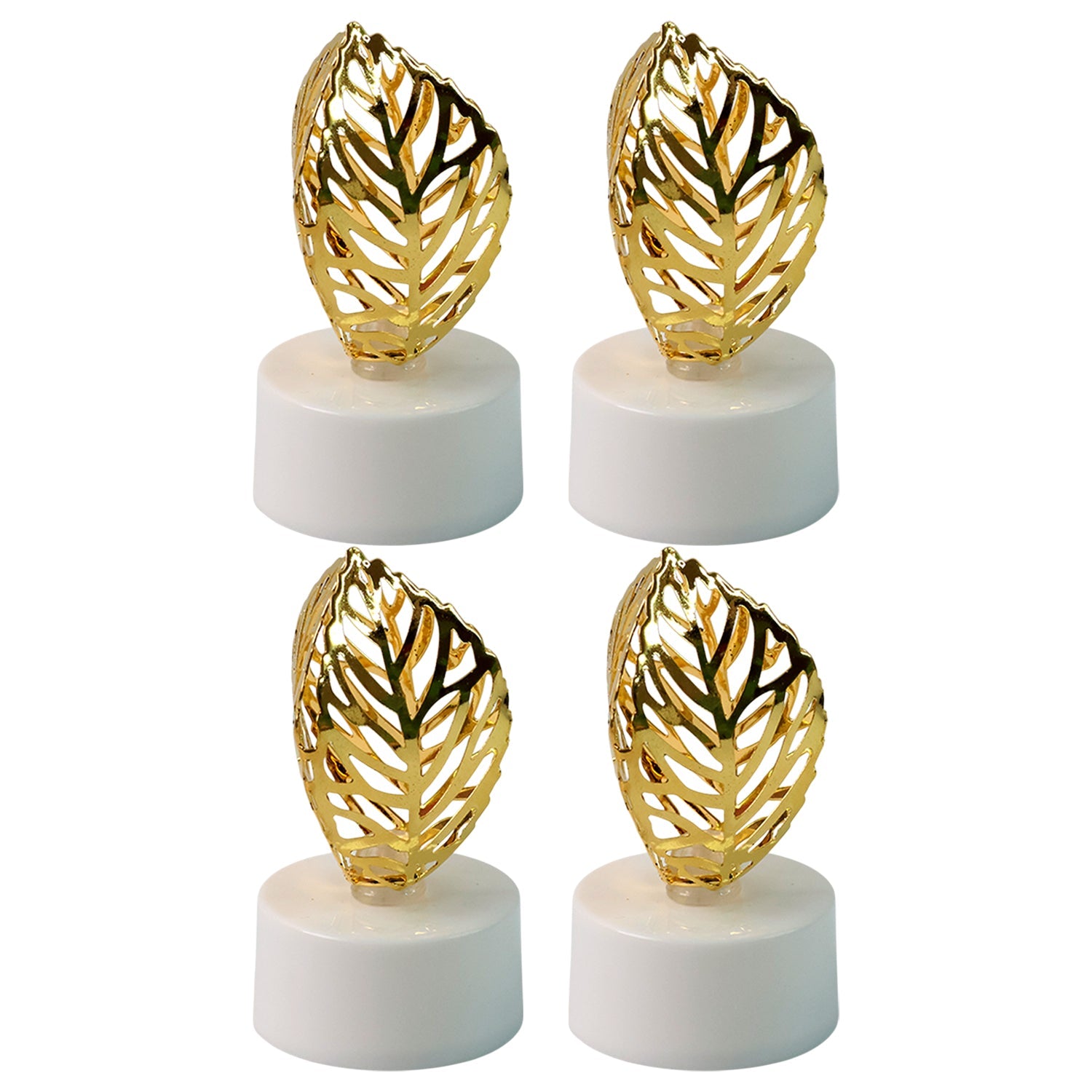 Decorative Golden Leaf Shaped Flameless LED Candles (4 Pc) Decorative Golden Leaf Shaped Flameless LED Candles (4 Pc)